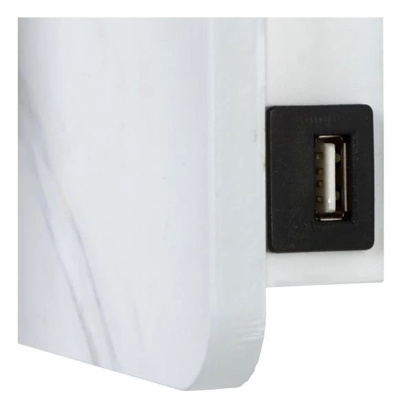 Lucide OREGON - Bedside lamp / Wall light - LED - 1x4W 3000K - With USB charging point - White - detail 4